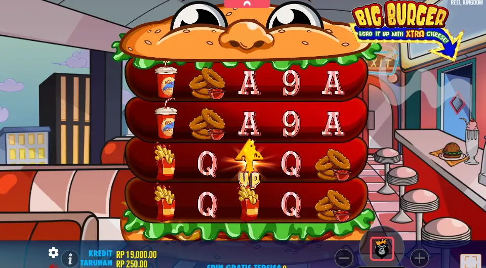 Tampilan Fitur Cheese up Big Burger Slot