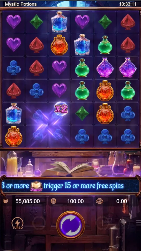 tampilan dasar game mystic potion